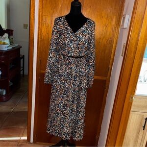Floral 2 Piece Long Sleeve Skirt/Top Dress SZ MED